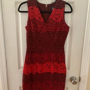 Red ombré lace Dress